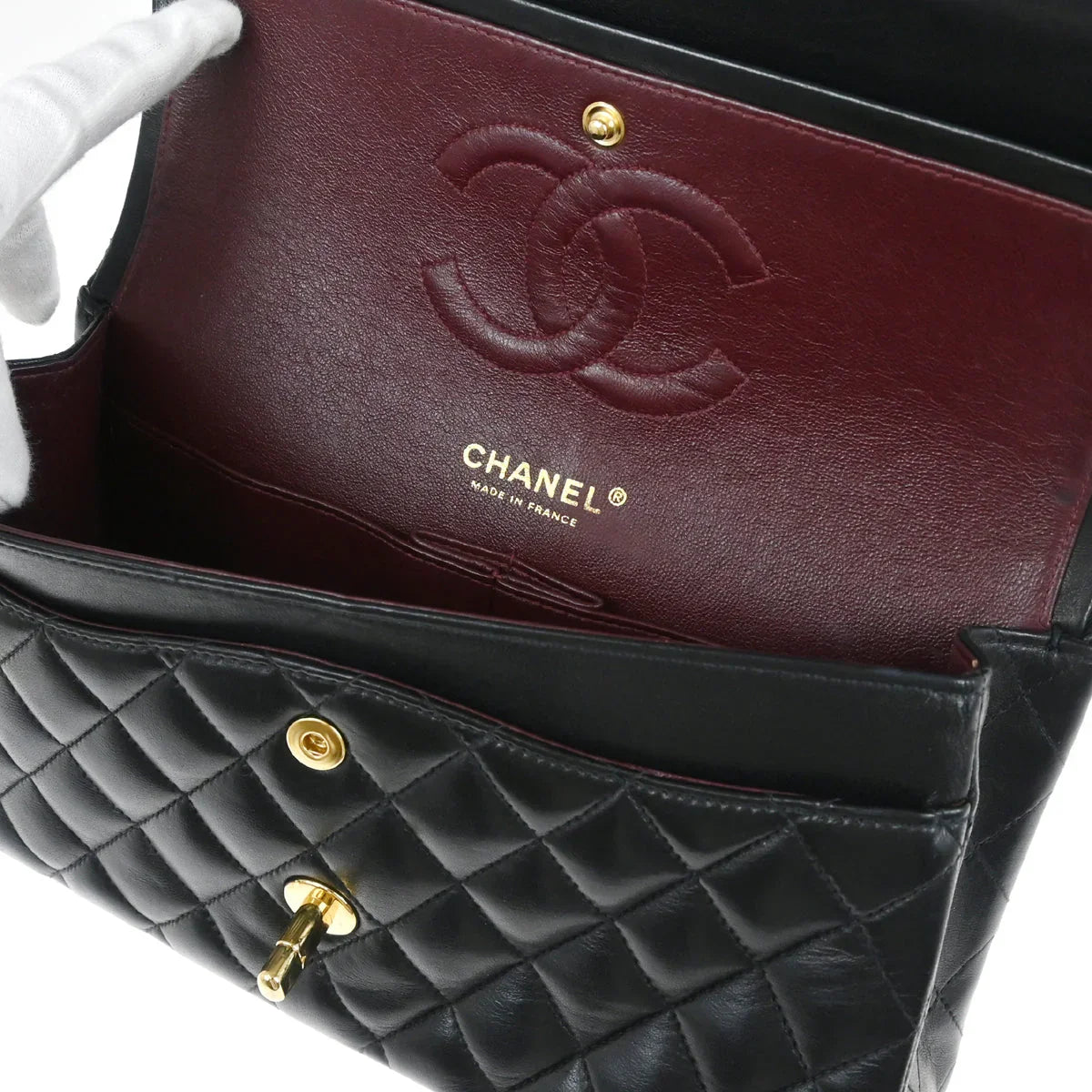 Chanel Black Lambskin Medium Classic Double Flap Shoulder Bag