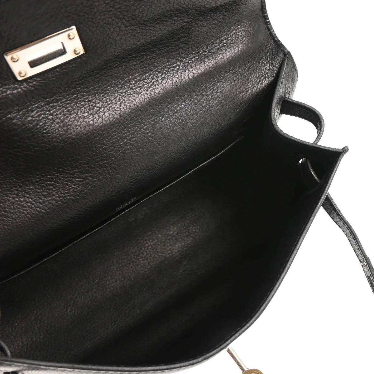 Hermes Black Evergrain Kelly Pochette Handbag