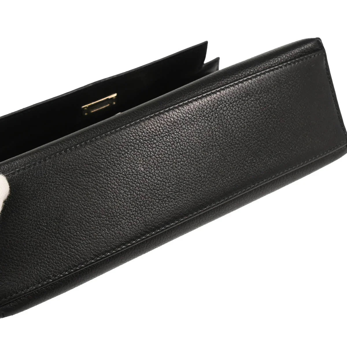 Hermes Black Evergrain Kelly Pochette Handbag