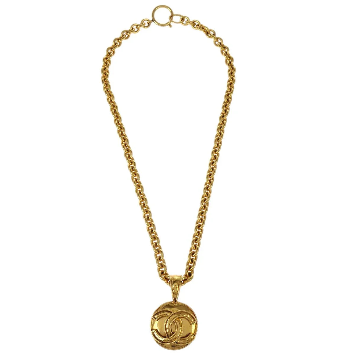 Chanel Gold Medallion Chain Pendant Necklace 94A