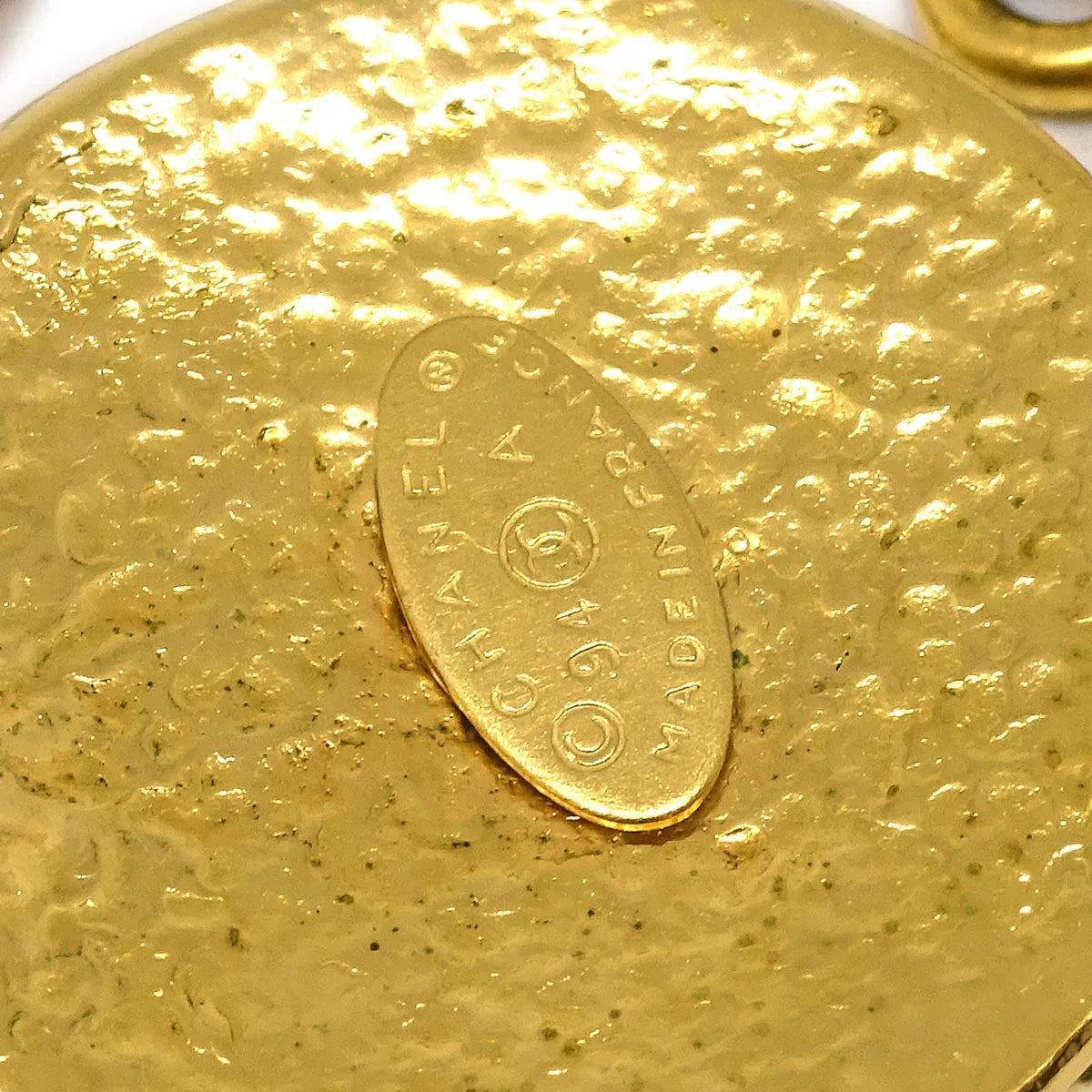 Chanel Gold Medallion Chain Pendant Necklace 94A