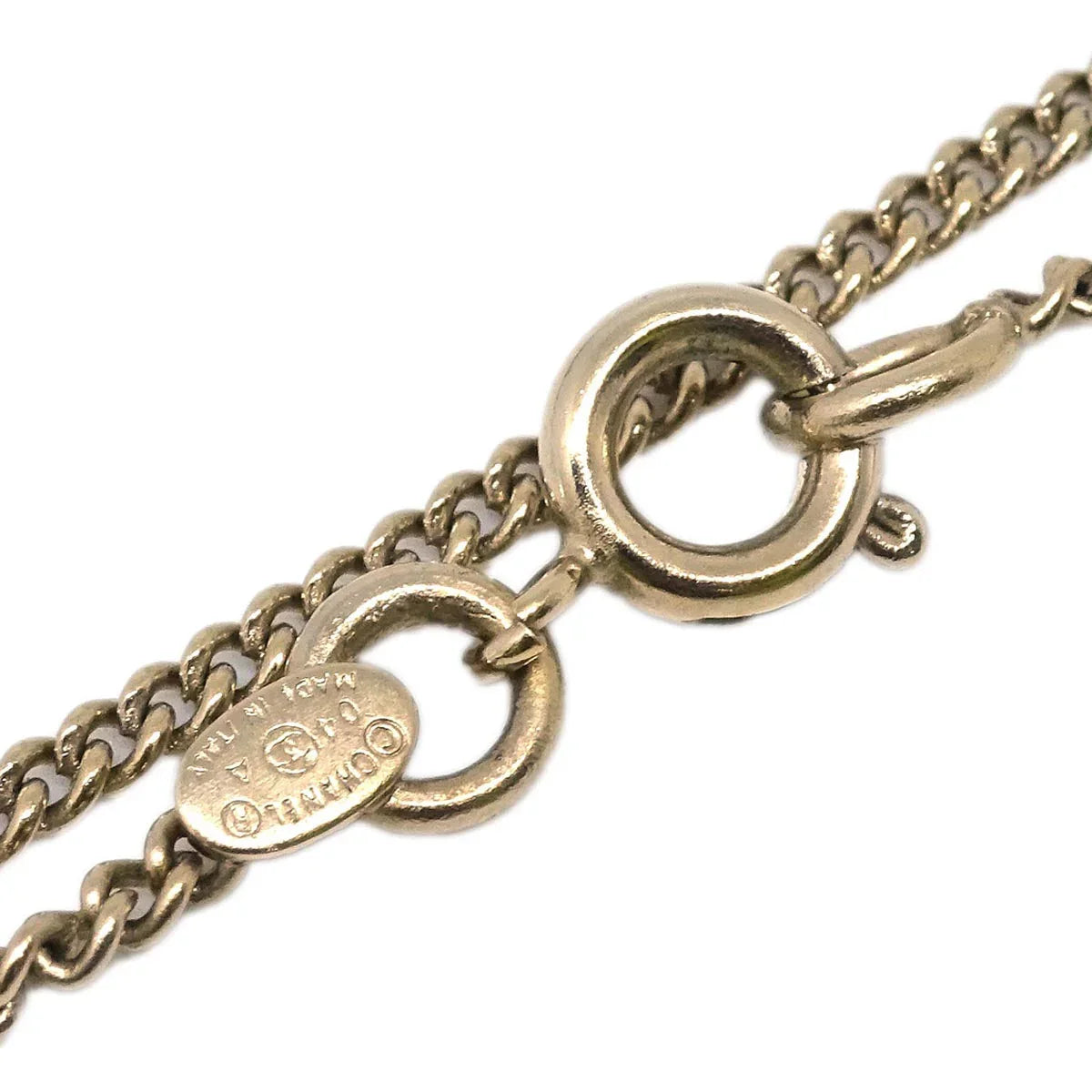Chanel Lipstick Gold Pendant Necklace Rhinestone 04A