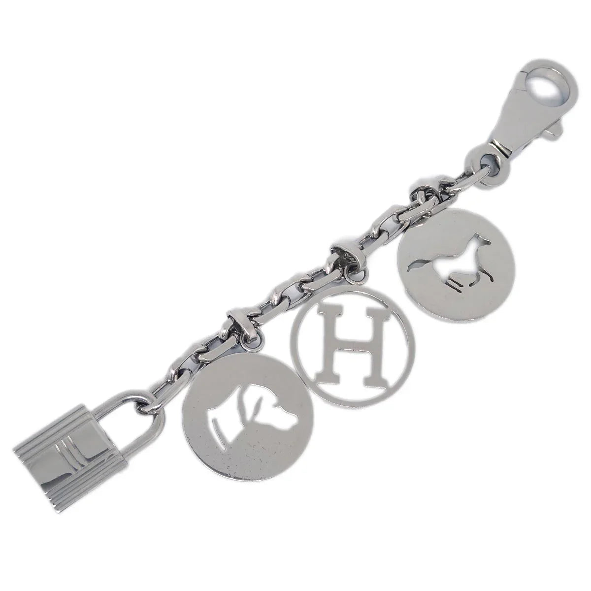 Hermes Amulet Bull Lock Key Holder Silver Small Good