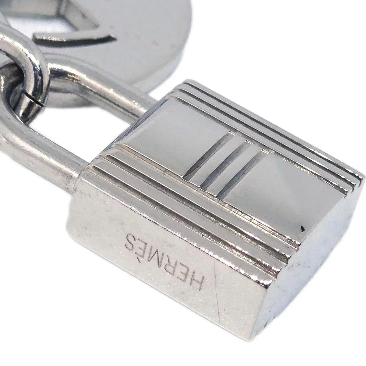 Hermes Amulet Bull Lock Key Holder Silver Small Good
