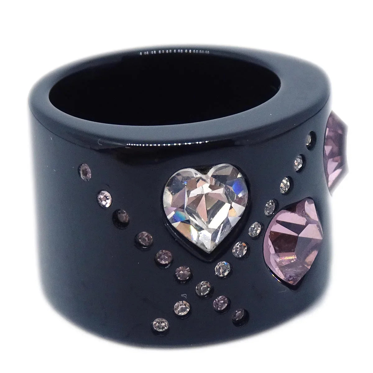 Chanel Ring Black Acrylic Rhinestone #53 #13 04A