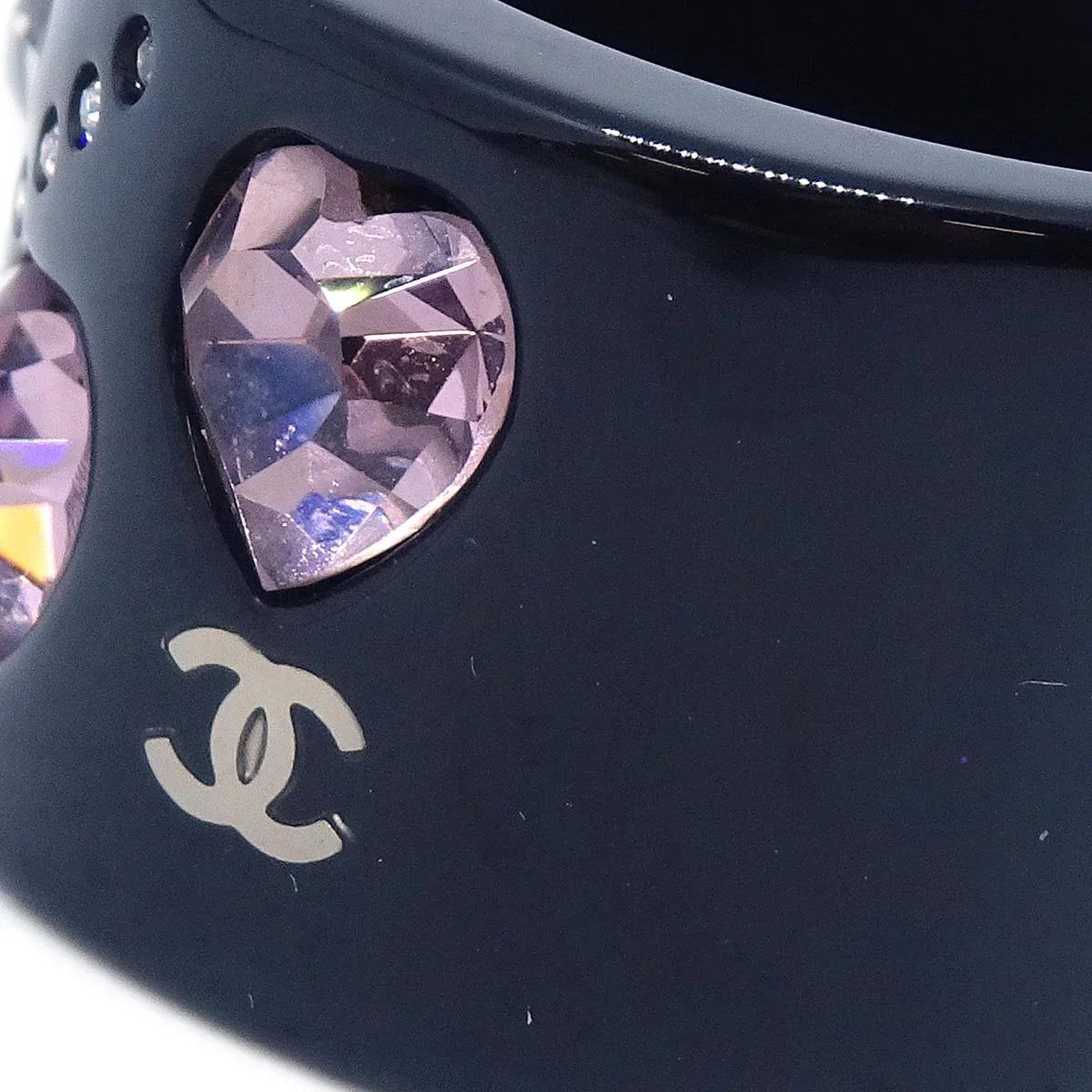 Chanel Ring Black Acrylic Rhinestone #53 #13 04A