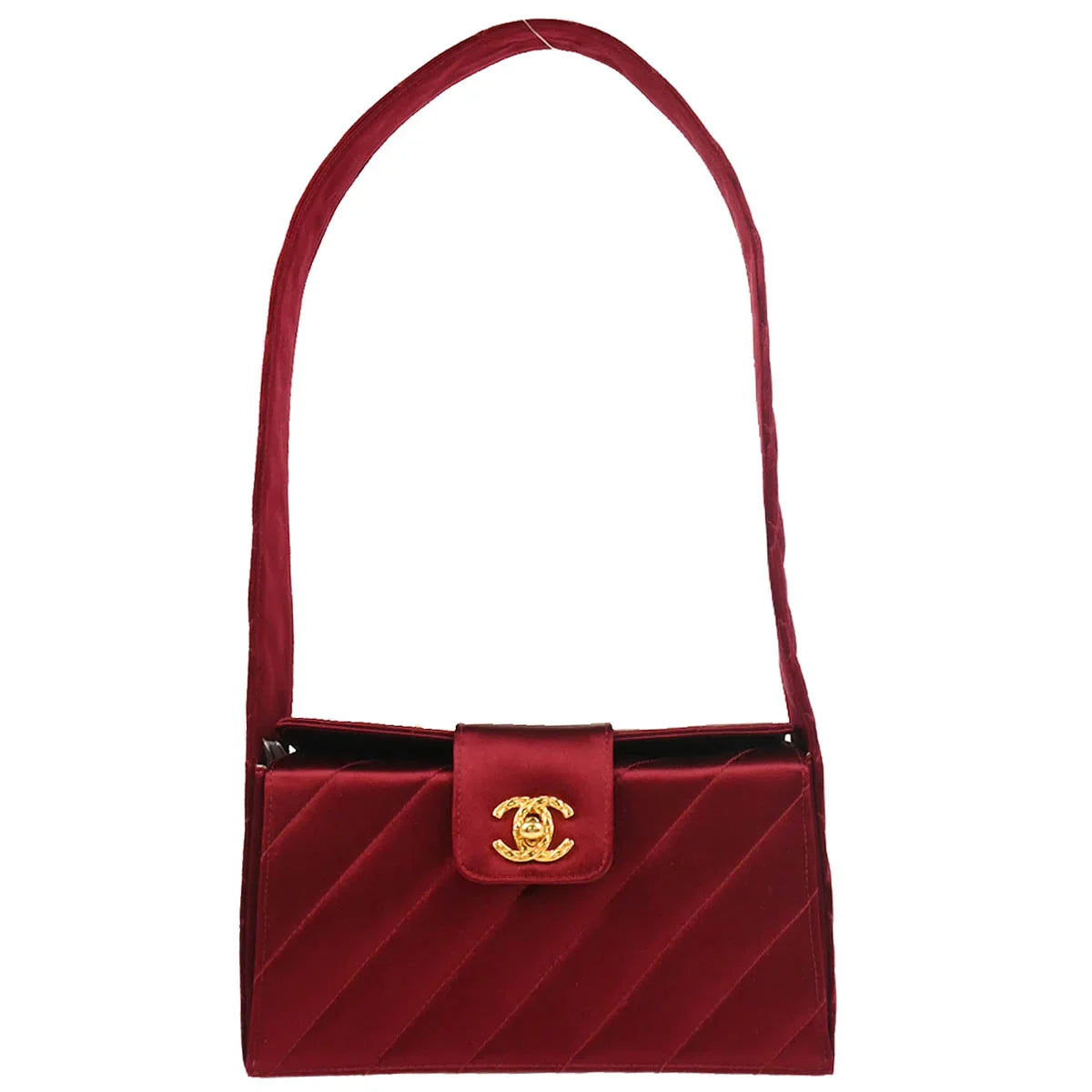 Chanel 1991-1994 Bordeaux Satin Handbag