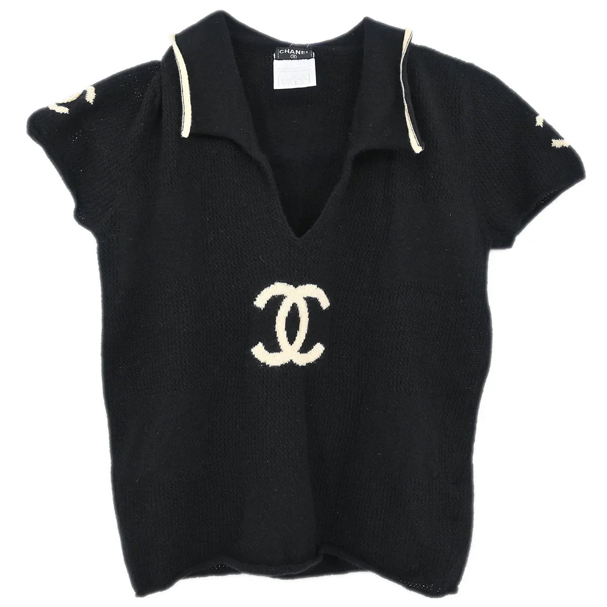 Chanel 2001 Short Sleeve Top Black #38