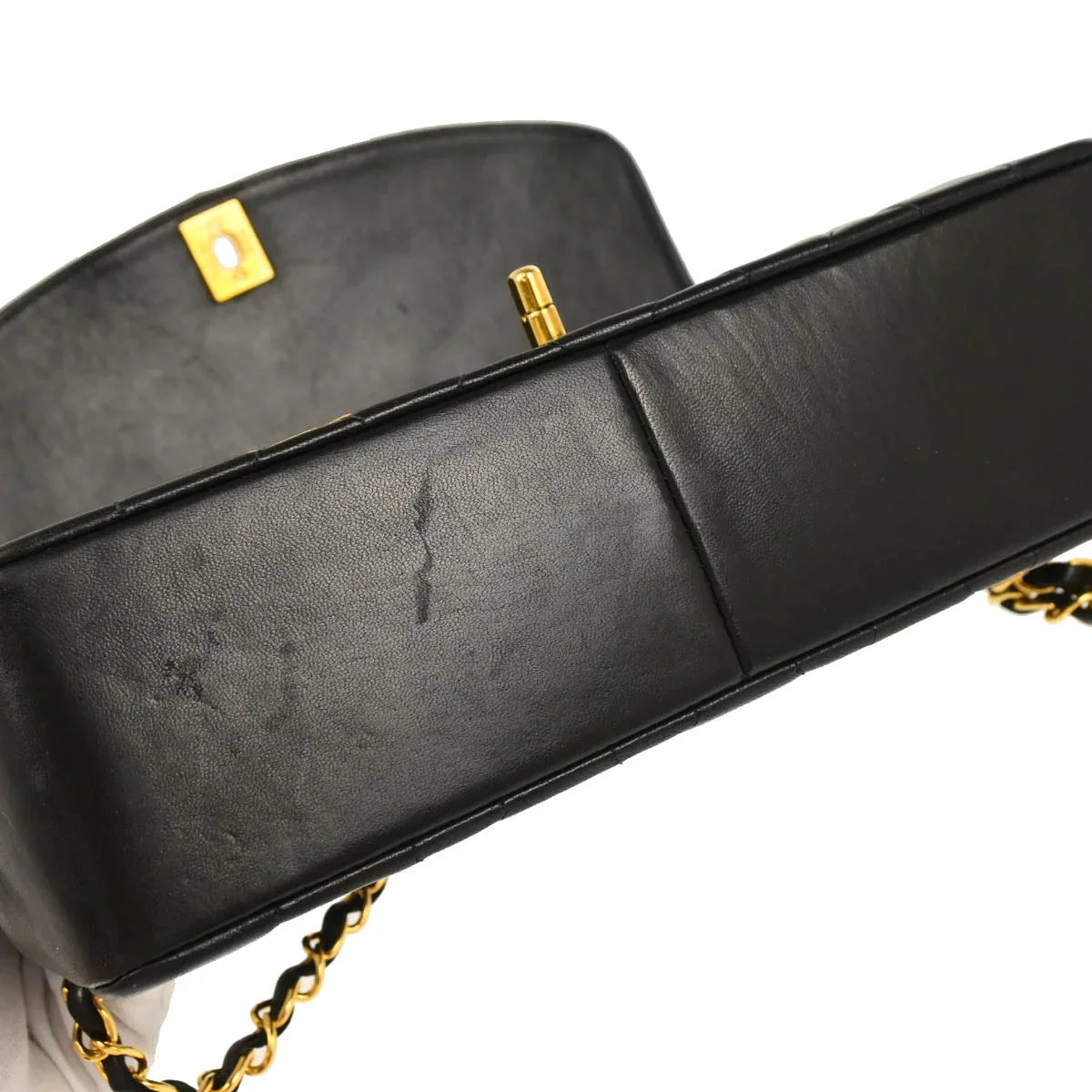 Chanel 1994-1996 Black Lambskin Medium Diana Shoulder Bag