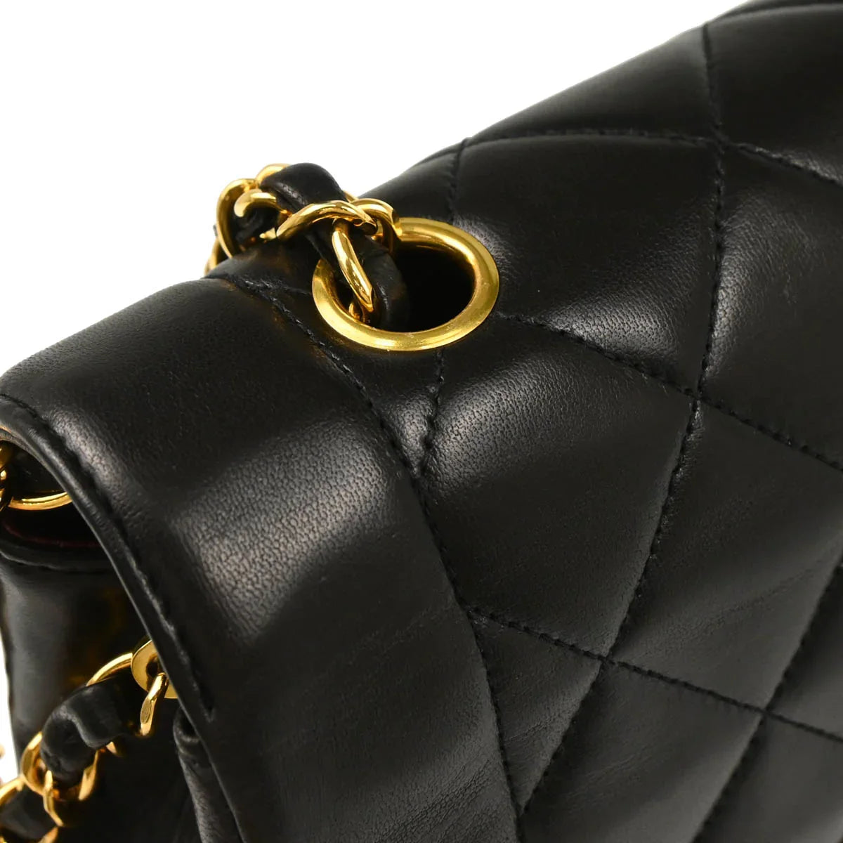 Chanel 1994-1996 Black Lambskin Medium Diana Shoulder Bag