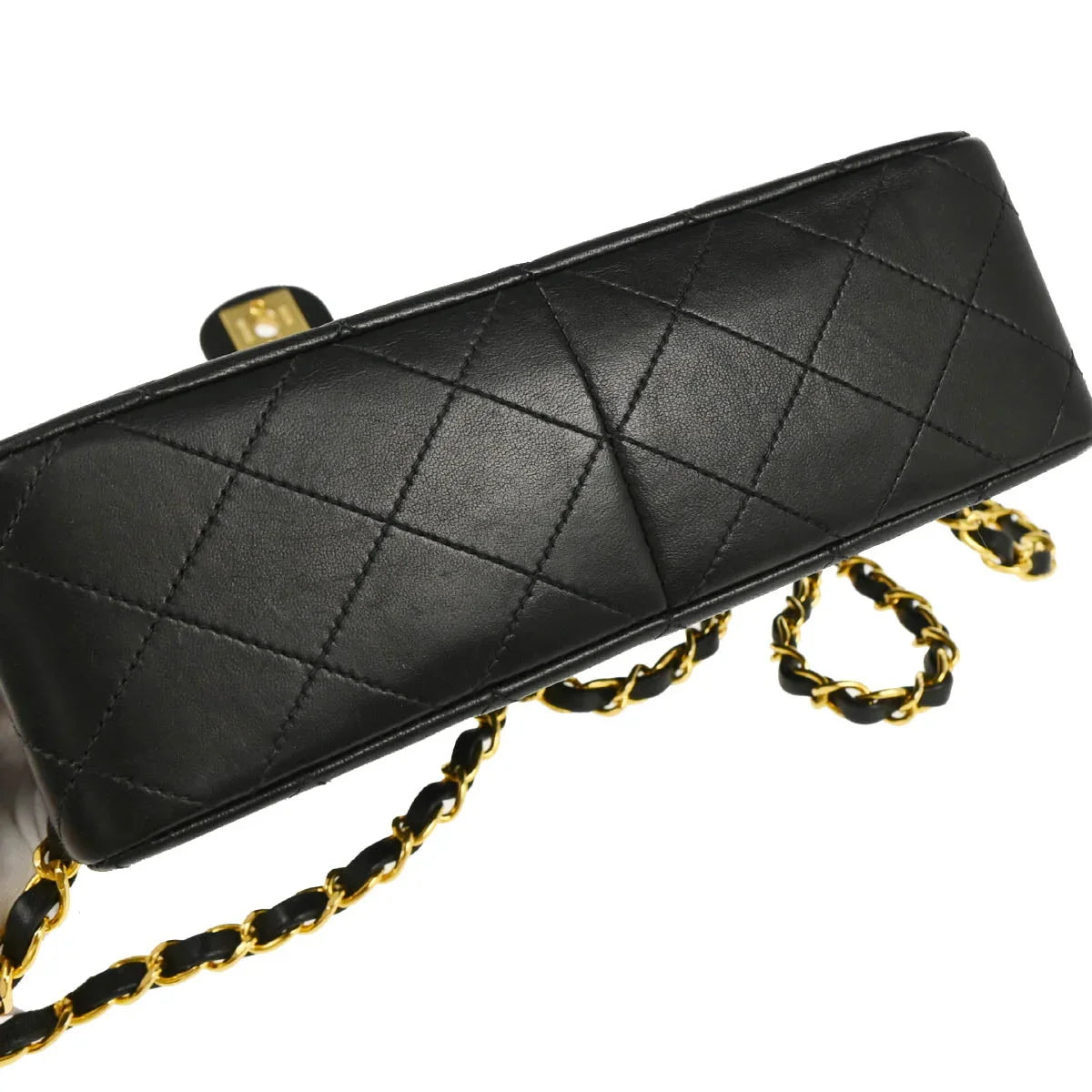 Chanel 1991-1994 Black Lambskin Classic Square Flap Shoulder Bag 20