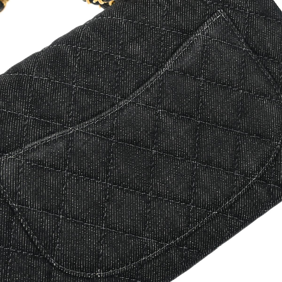 Chanel 1997-1999 Indigo Denim Small Classic Double Flap Shoulder Bag