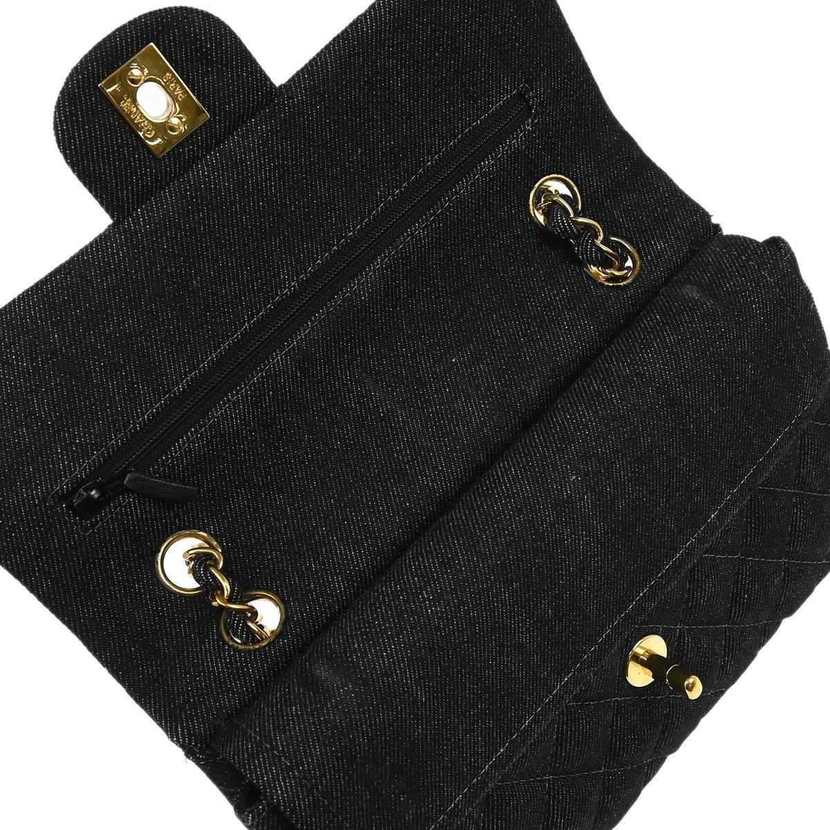 Chanel 1997-1999 Indigo Denim Small Classic Double Flap Shoulder Bag