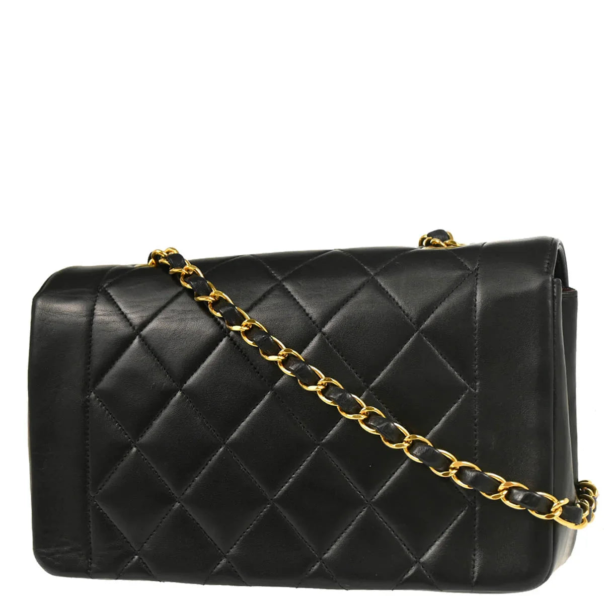 Chanel 1996-1997 Black Lambskin Small Diana Shoulder Bag