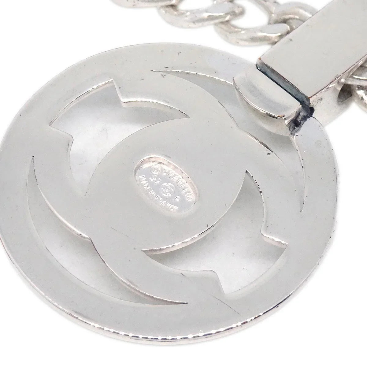 Chanel Turnlock Medallion Chain Pendant Necklace Silver 97P