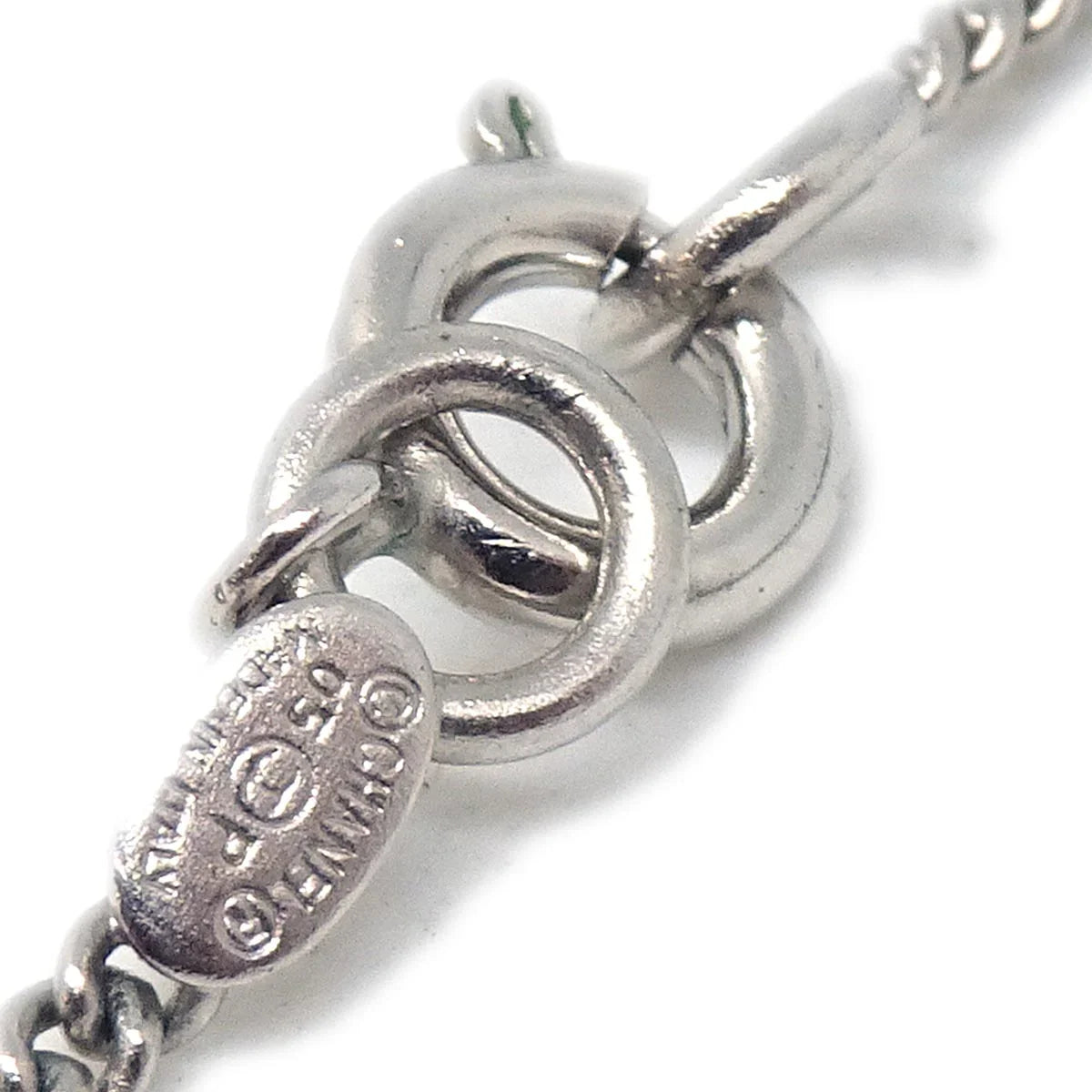 Chanel CC Chain Necklace Pendant Rhinestone Silver 05P