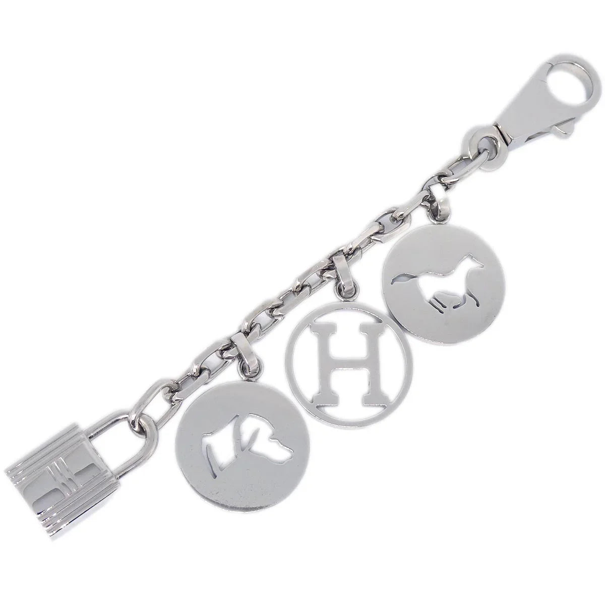 Hermes Amulet Bull Lock Key Holder Silver Small Good