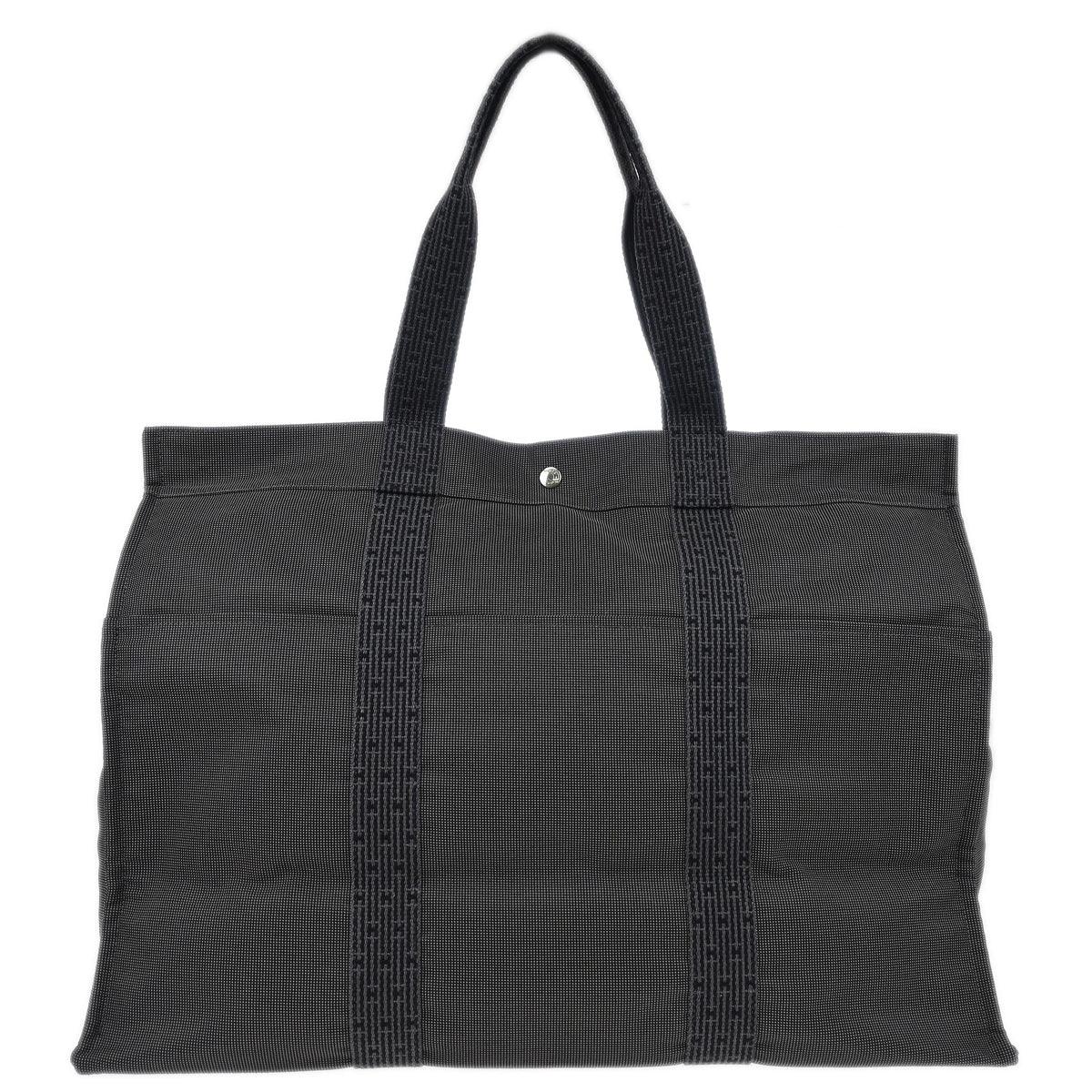 Hermes Gray Canvas Herline Tote TGM Handbag