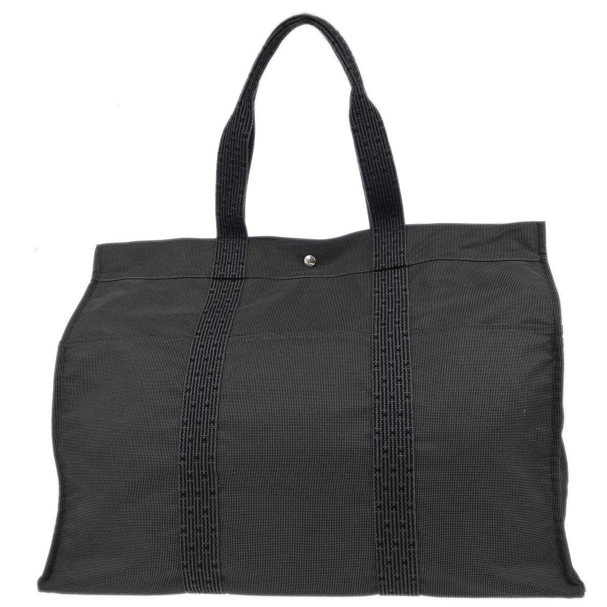 Hermes Gray Canvas Herline Tote TGM Handbag
