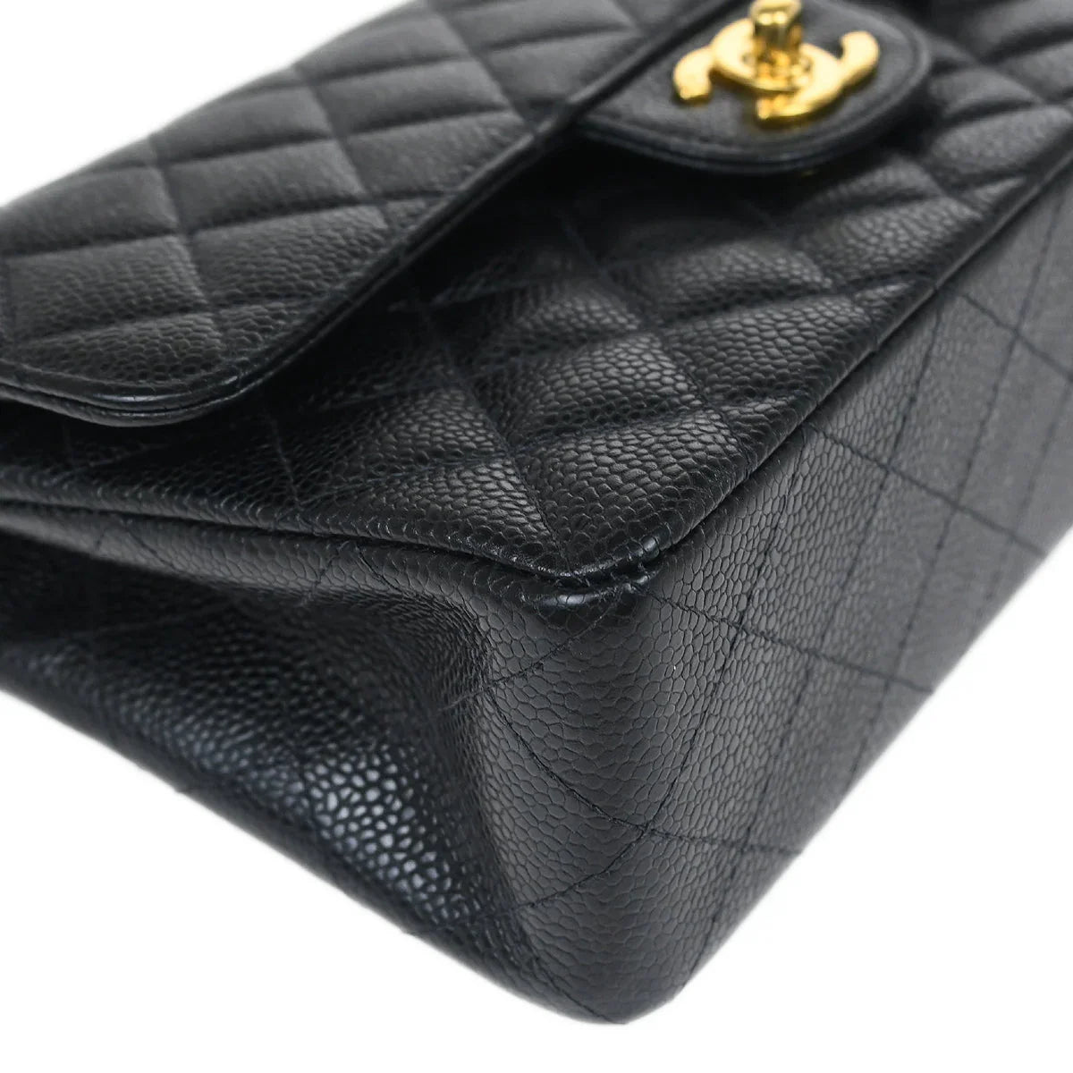Chanel 2001-2003 Black Caviar Small Classic Double Flap Shoulder Bag