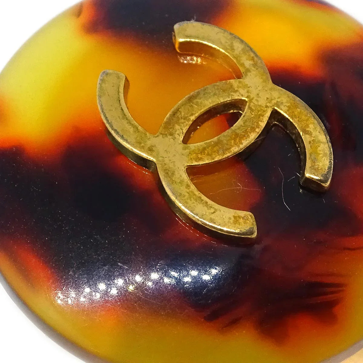 Chanel Brown Button Earrings Clip-On 97P