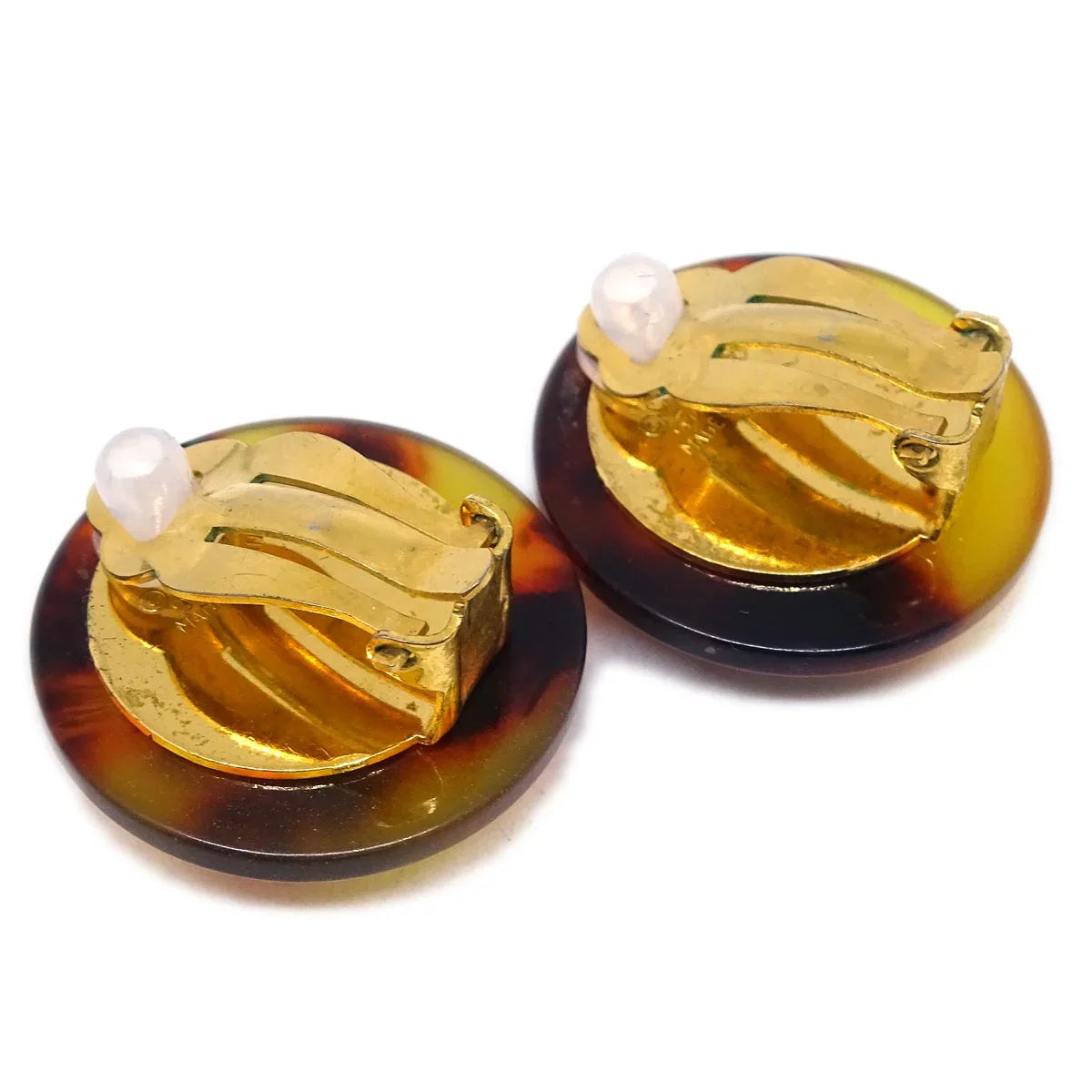 Chanel Brown Button Earrings Clip-On 97P