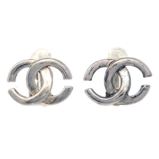 Chanel CC Earrings Clip-On Silver 01A