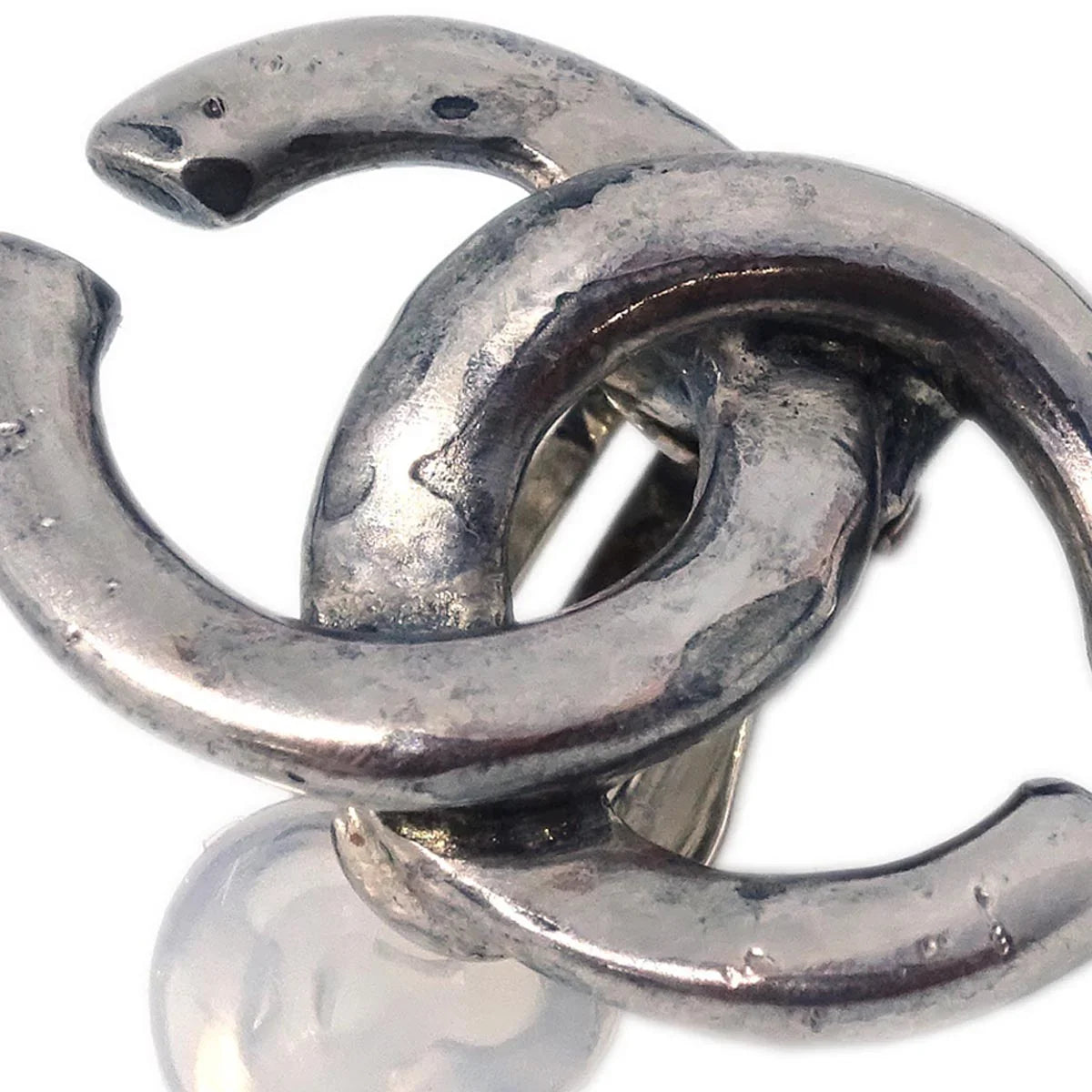 Chanel CC Earrings Clip-On Silver 01A