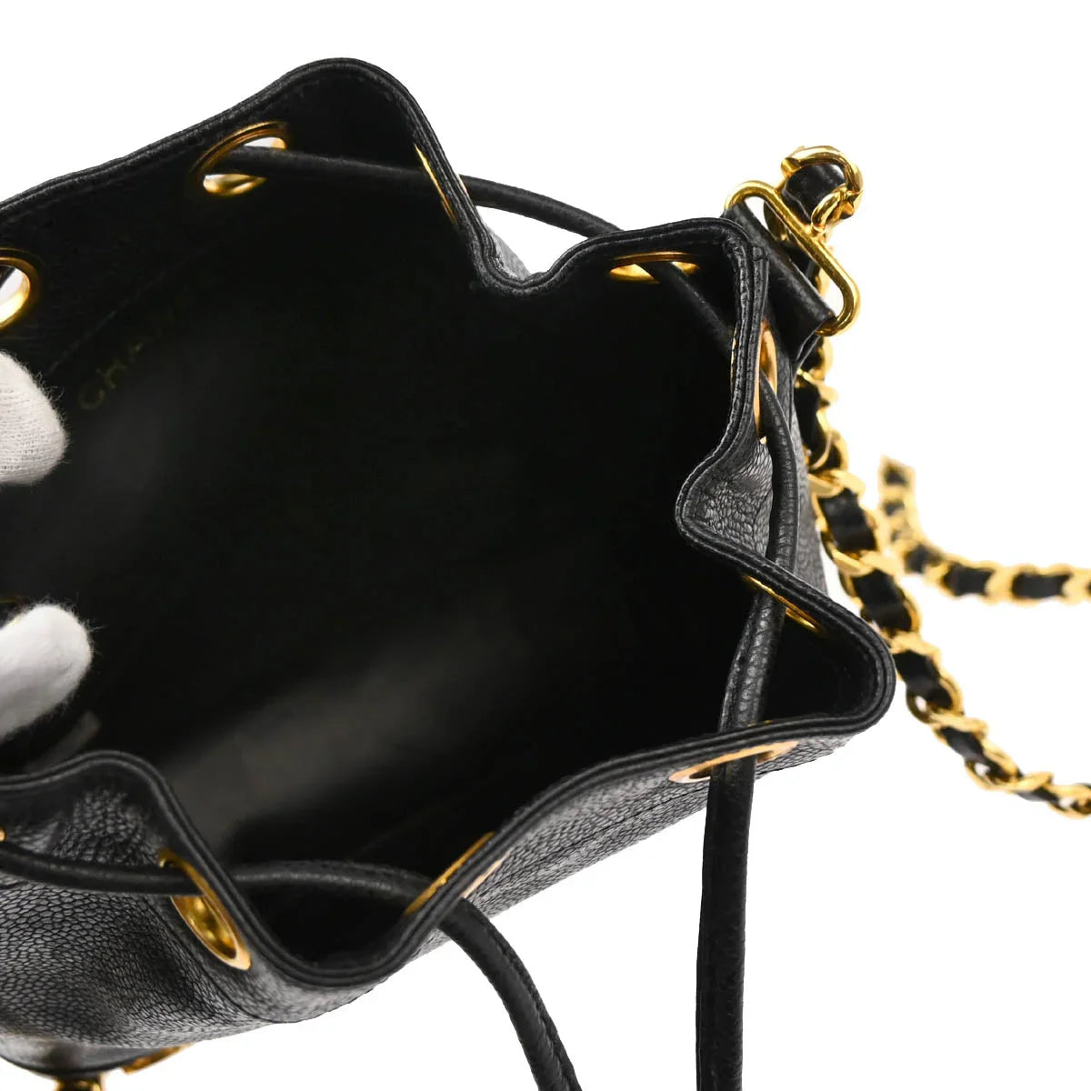 Chanel Black Caviar Triple CC Drawstring Shoulder Bag