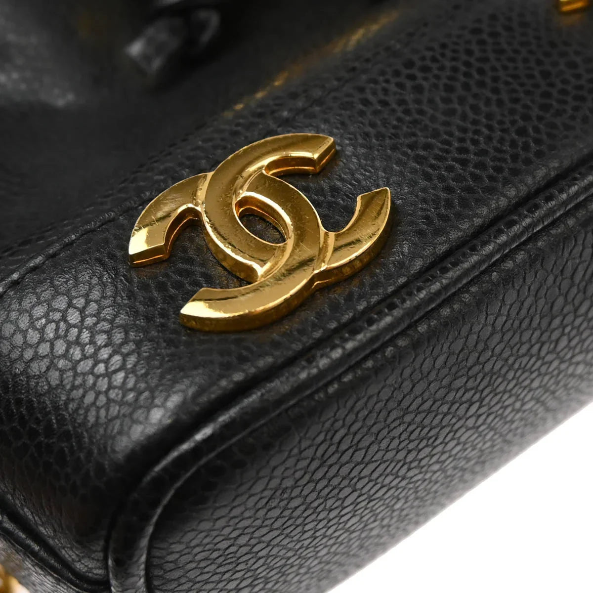 Chanel Black Caviar Triple CC Drawstring Shoulder Bag