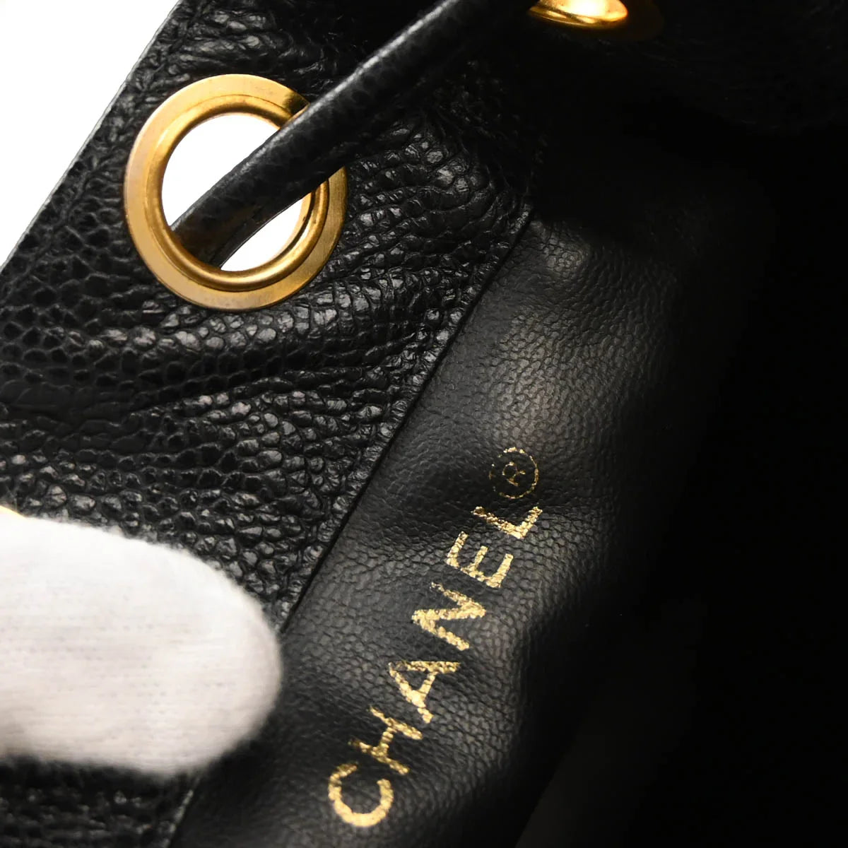 Chanel Black Caviar Triple CC Drawstring Shoulder Bag