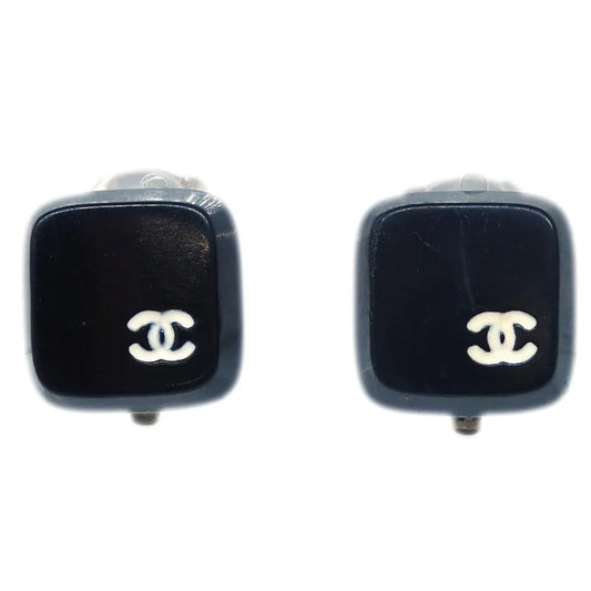 Chanel Square Earrings Clip-On Black 00T