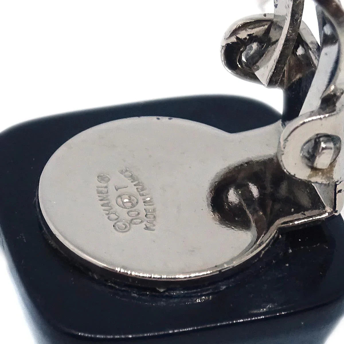 Chanel Square Earrings Clip-On Black 00T