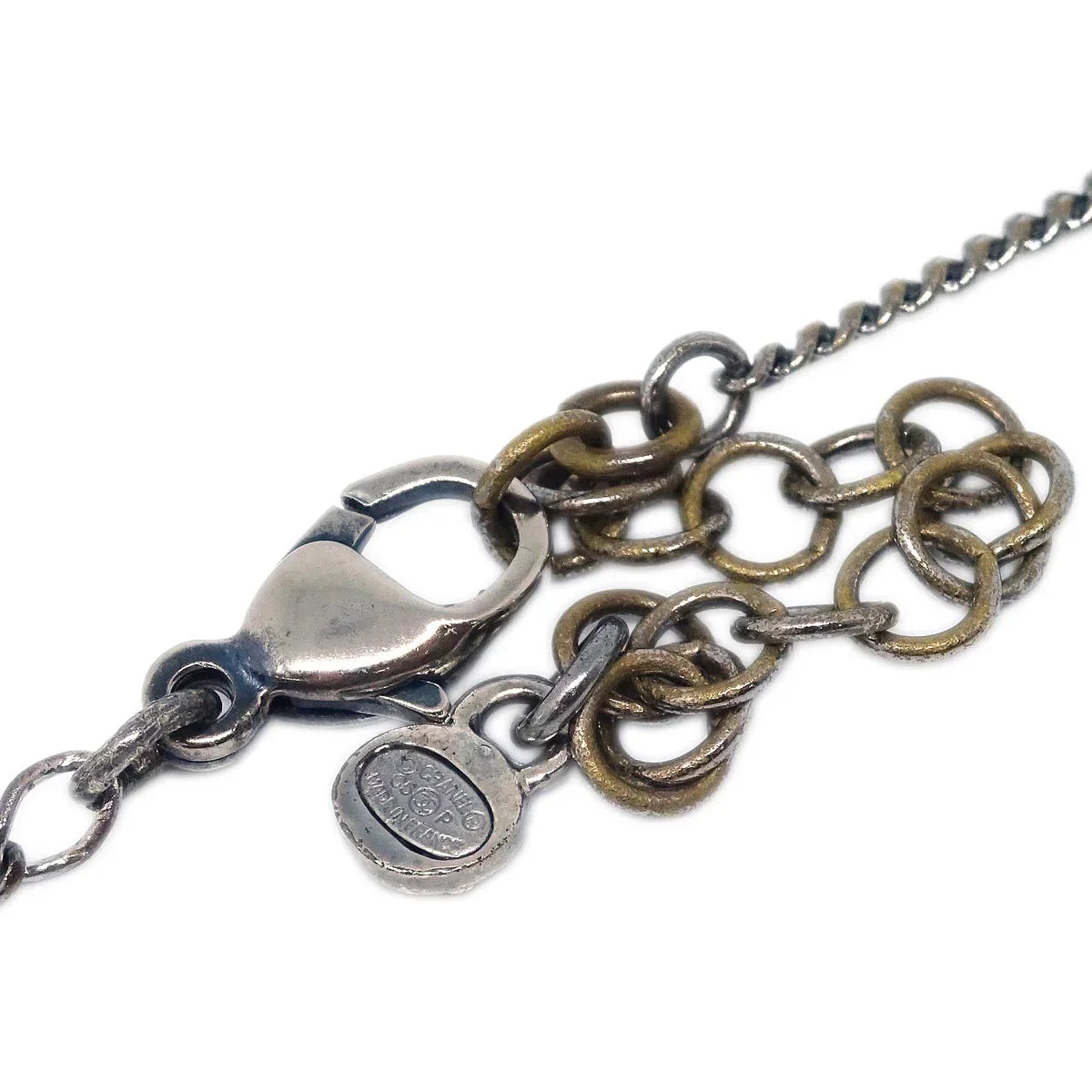 Chanel Necklace Pendant Rhinestone Silver 05P