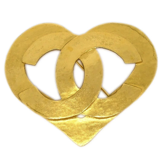 Chanel Heart Brooch Pin Gold 95P