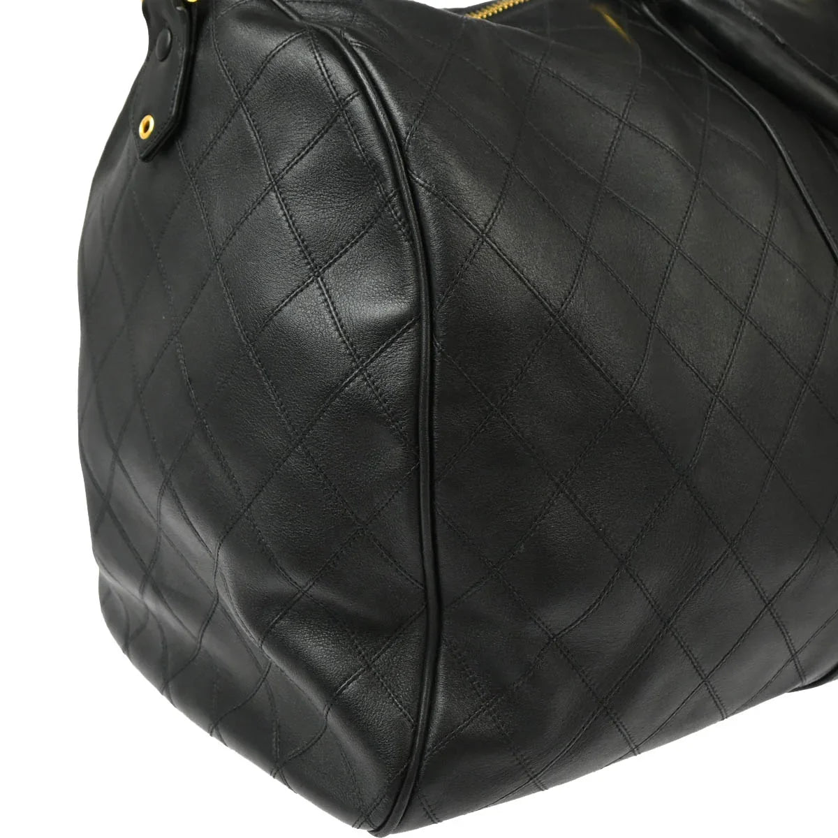 Chanel 1991-1994 Black Lambskin Bicolore 2way Duffle Handbag