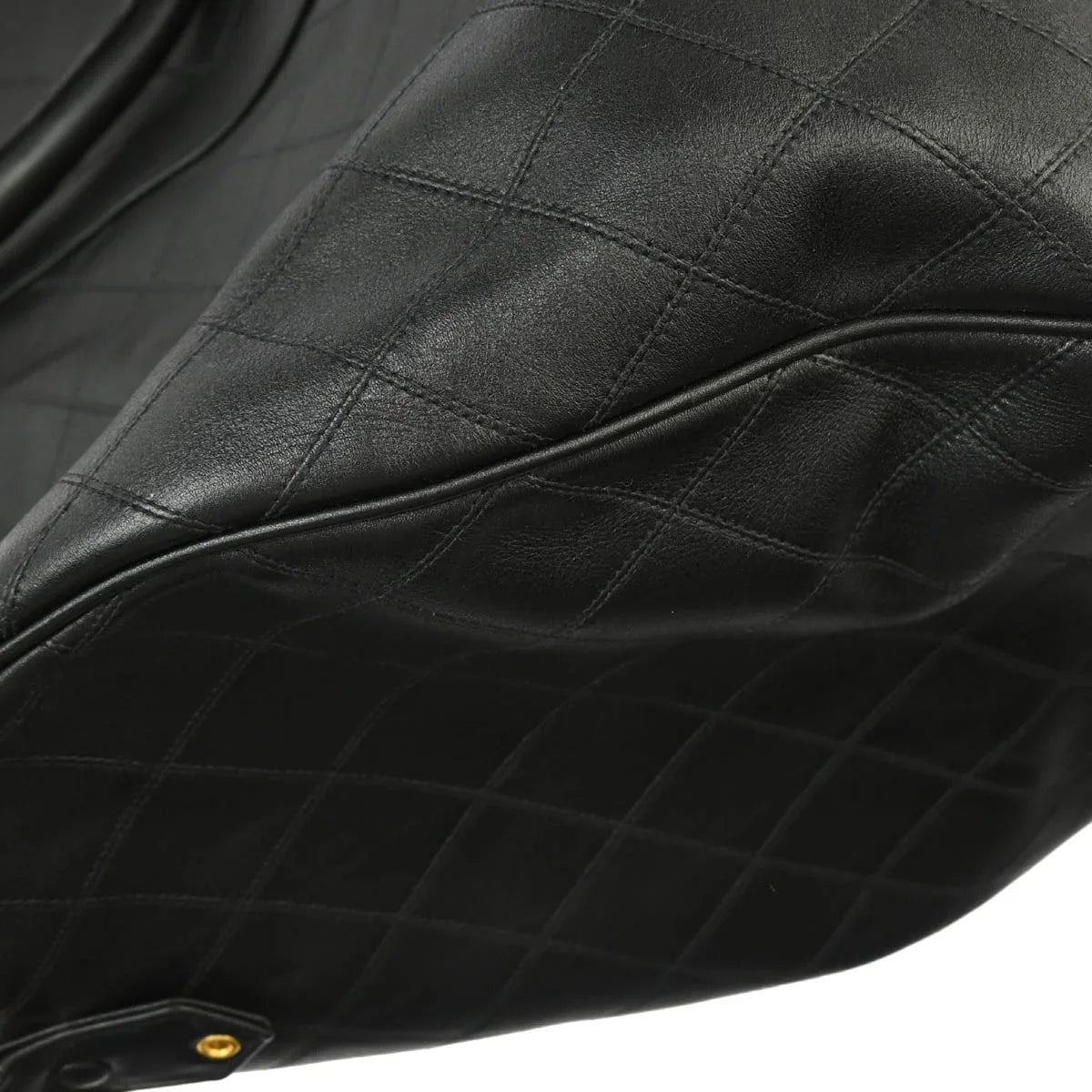 Chanel 1991-1994 Black Lambskin Bicolore 2way Duffle Handbag