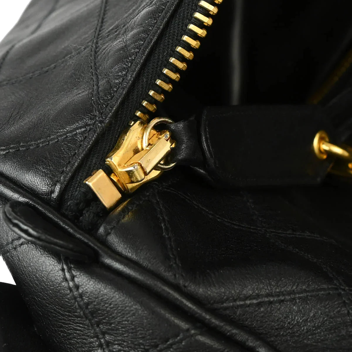 Chanel 1991-1994 Black Lambskin Bicolore 2way Duffle Handbag