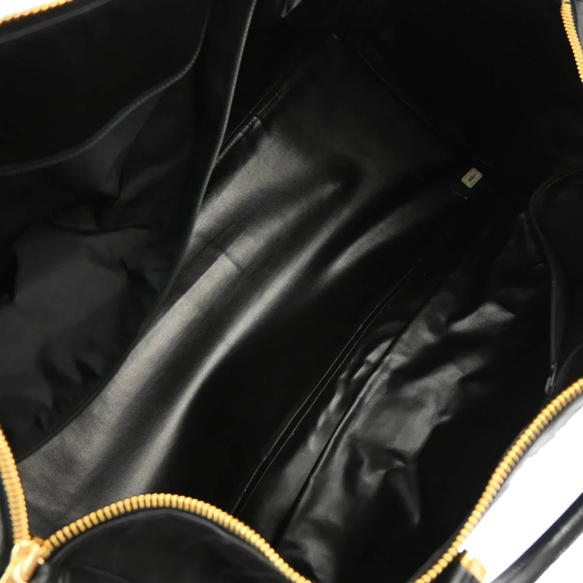 Chanel 1991-1994 Black Lambskin Bicolore 2way Duffle Handbag