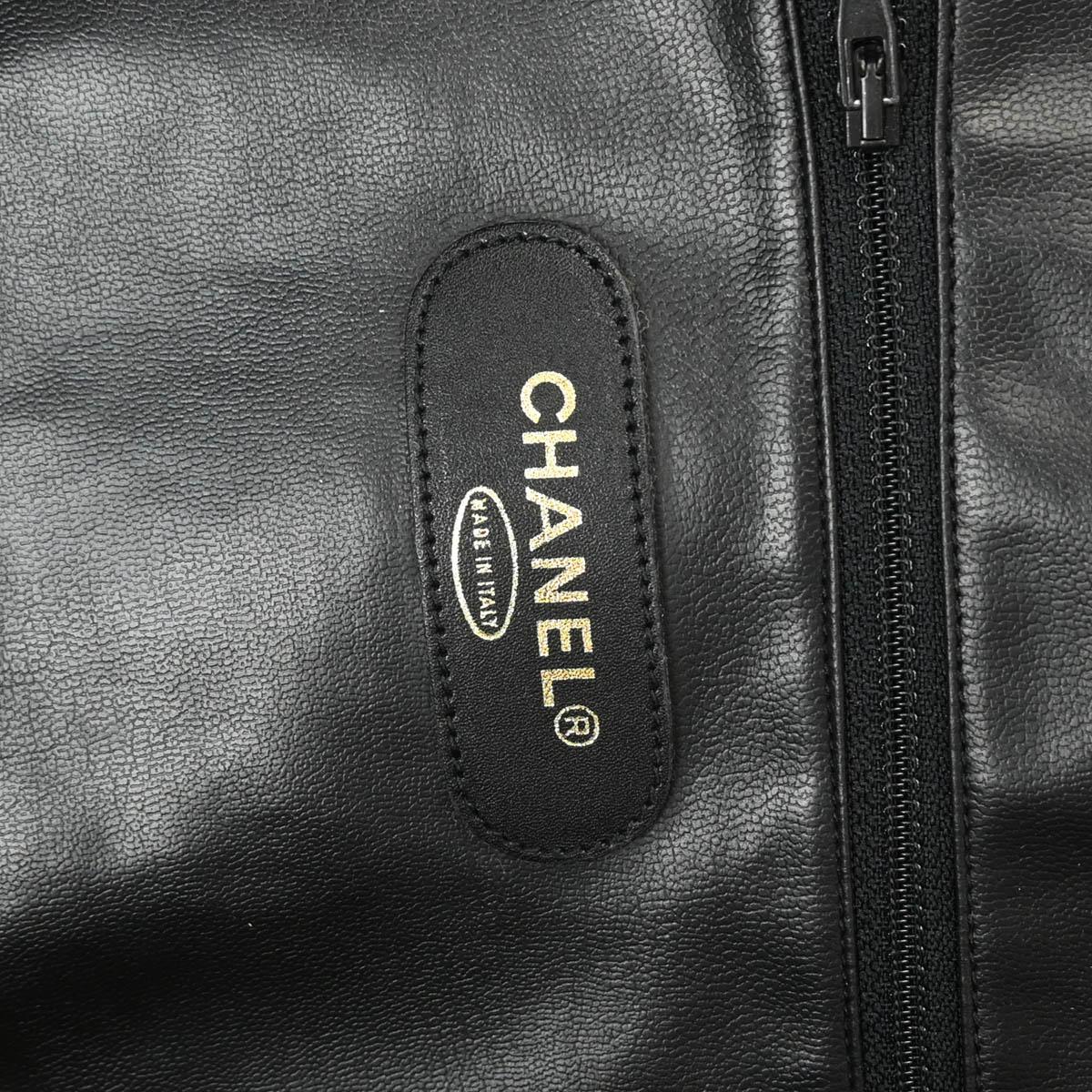Chanel 1991-1994 Black Lambskin Bicolore 2way Duffle Handbag