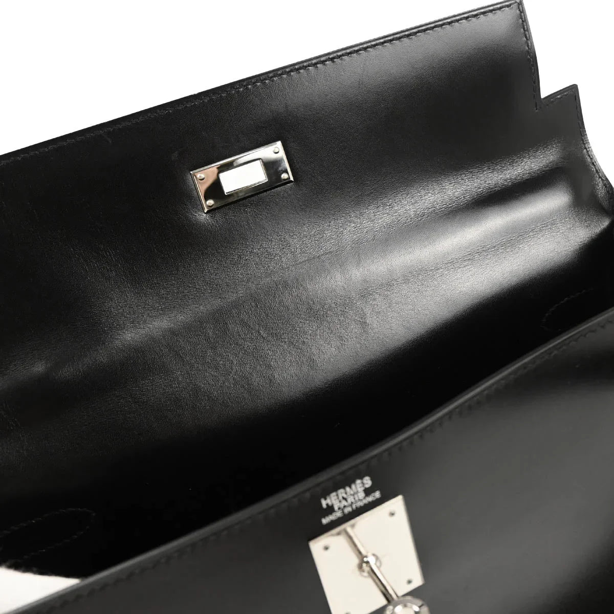 Hermes 2008 Black Box Calf Kelly 32 Retourne 2way Shoulder Handbag