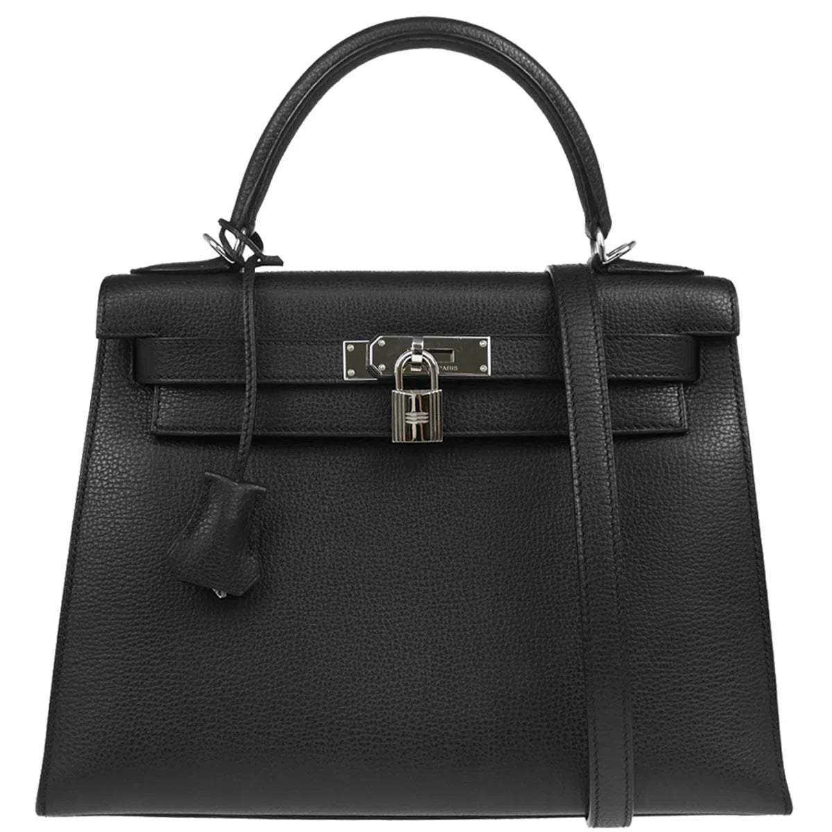 Hermes 2006 Black Togo Kelly 28 Sellier 2way Shoulder Handbag
