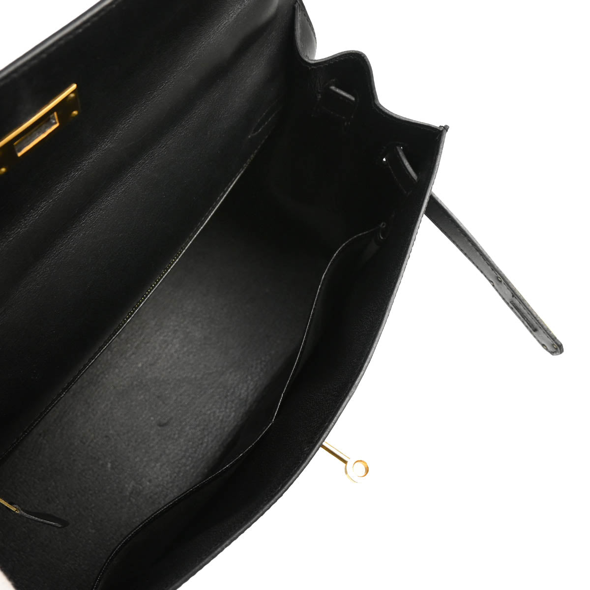 Hermes 2002 Black Box Calf Kelly 32 Sellier 2way Shoulder Handbag