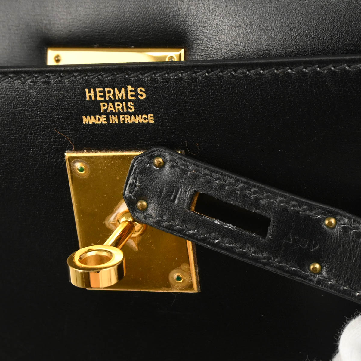 Hermes 2002 Black Box Calf Kelly 32 Sellier 2way Shoulder Handbag