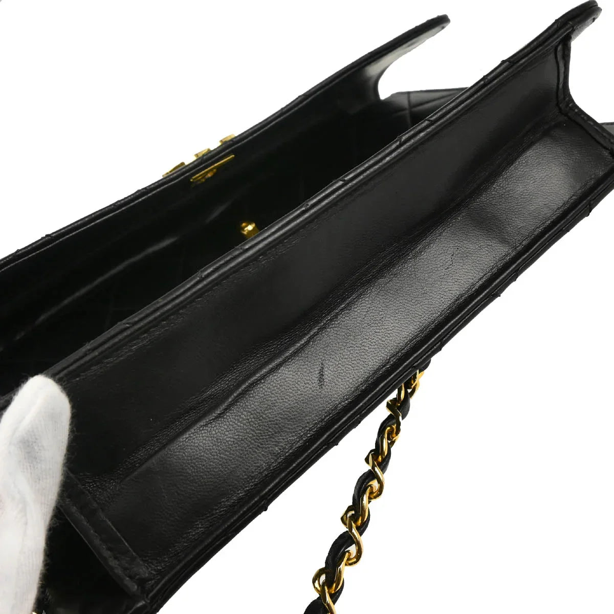 Chanel 1986-1988 Black Lambskin 2way Shoulder Handbag