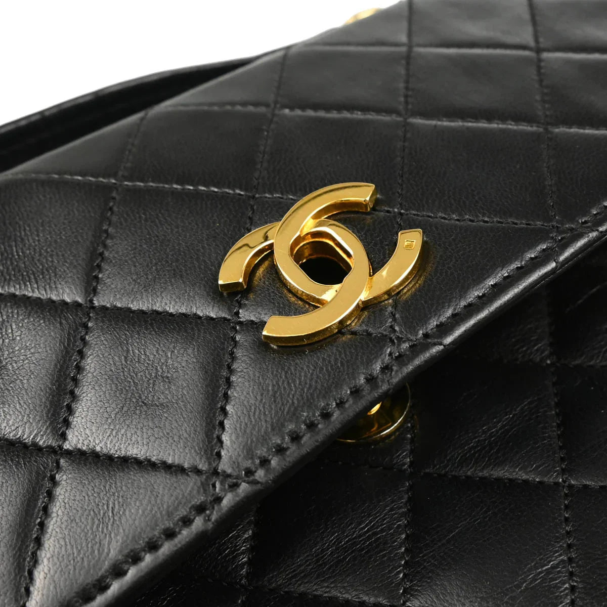 Chanel 1986-1988 Black Lambskin 2way Shoulder Handbag