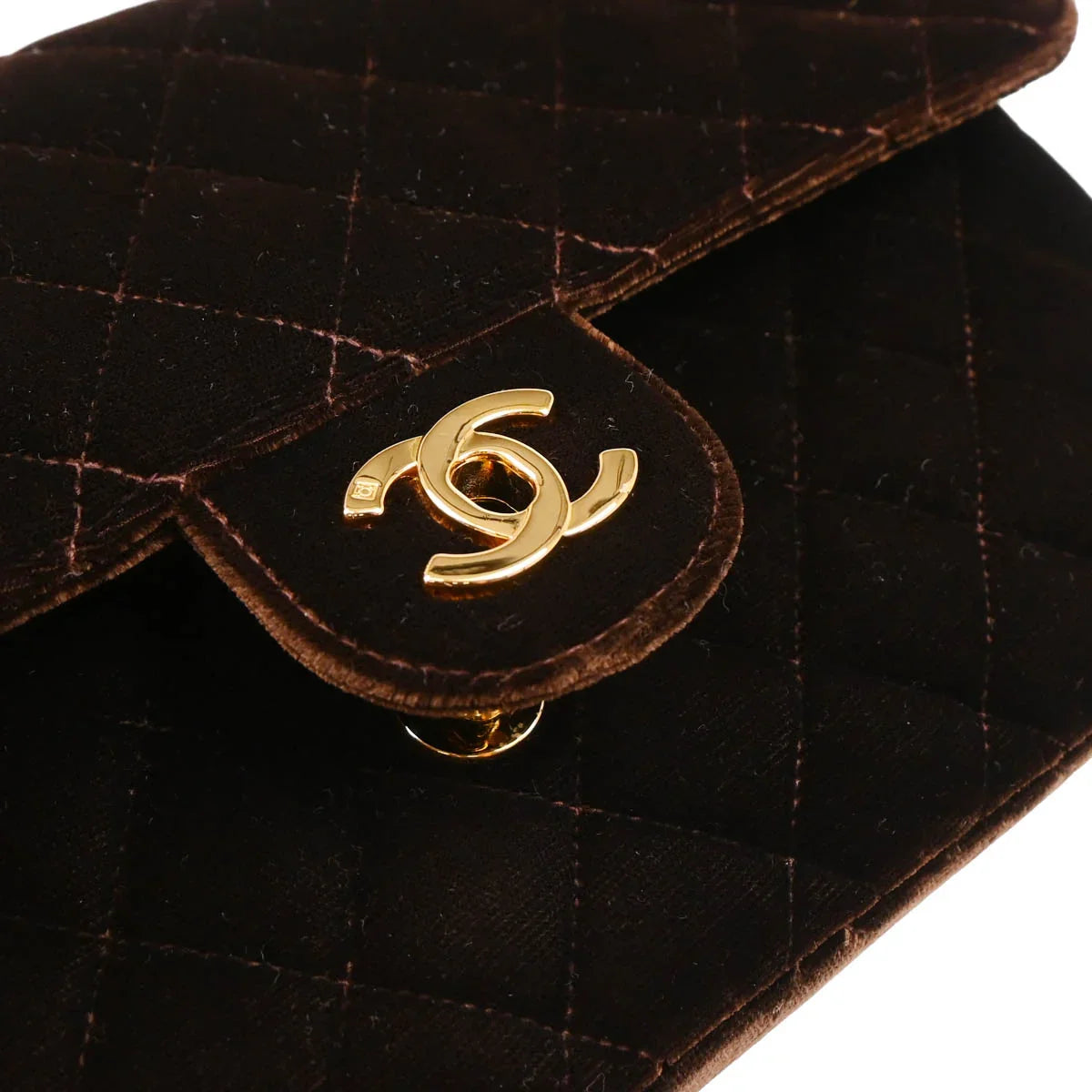Chanel 1994-1996 Brown Velvet Classic Flap Chain Backpack
