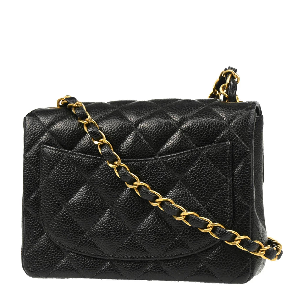 Chanel 2003-2004 Black Caviar Mini Classic Square Flap Bag 17