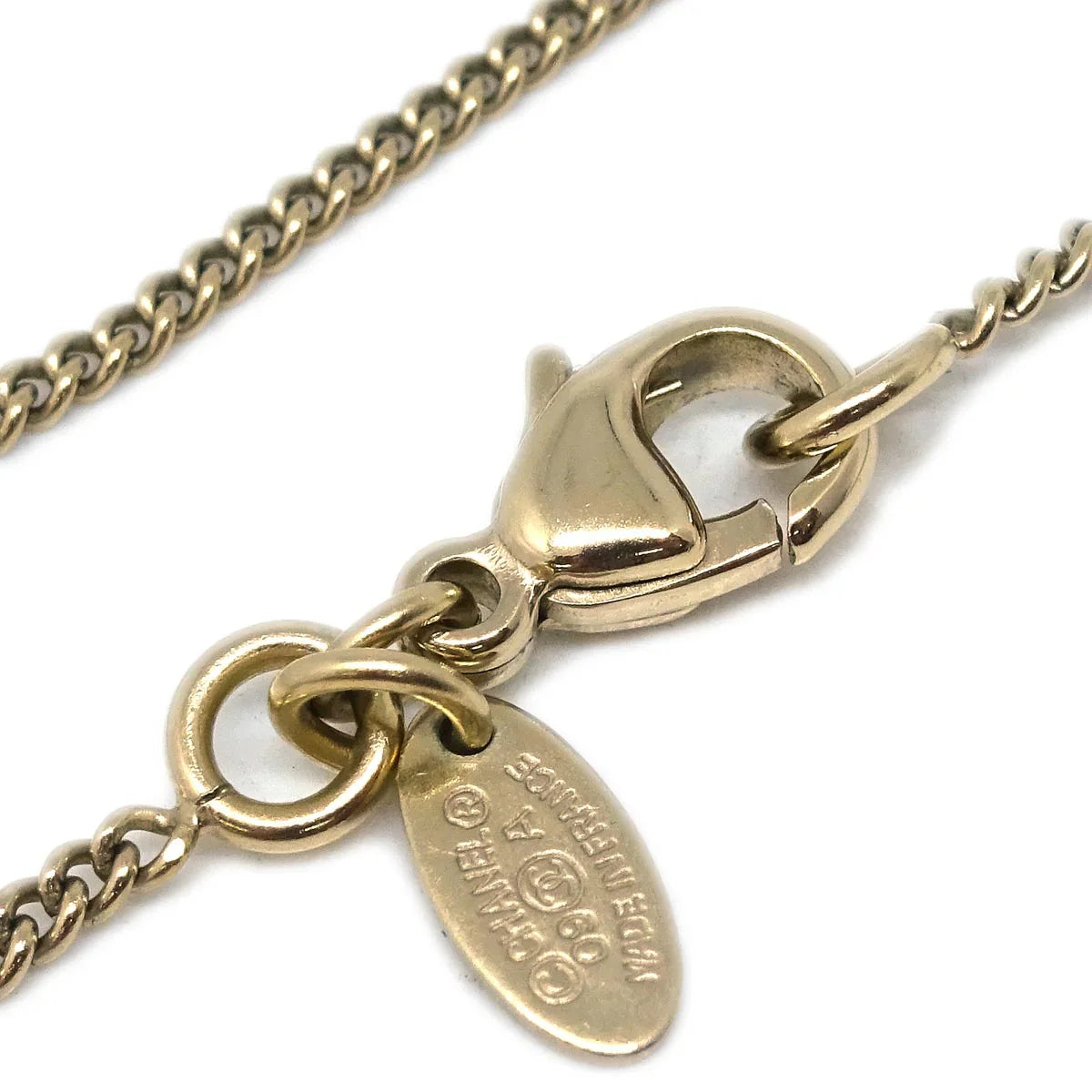 Chanel Chain Pendant Necklace Costume Pearl Gold 09A