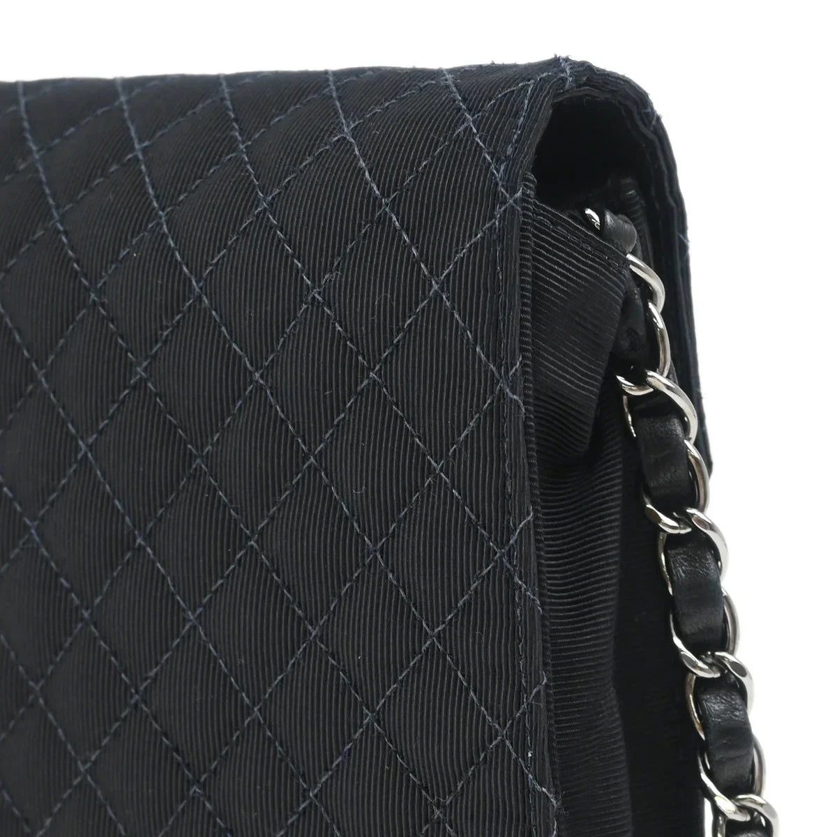 Chanel 2004-2005 Black Canvas Emblem Shoulder Bag